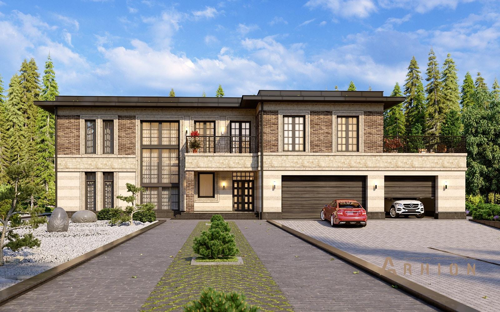 3. Проект двухэтажного дома в стиле лофт с плоской кровлей , av-540, площадью - 540 кв c сауной, терассой, балконом, гаражом